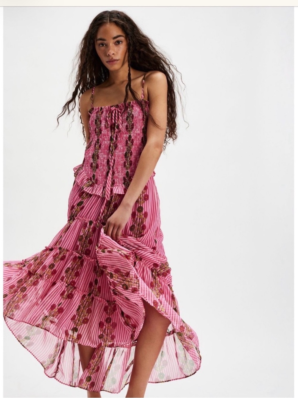 Free People Women's Alejandra
Sleeveless Floral Smocked Midi Dress, M NWT